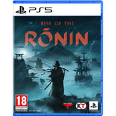 Game box for 'Rise of the Ronin' on PS5 with a samurai and ship design.